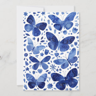 Butterflies Watercolor Blue Thank You Card