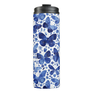 Butterflies Watercolor Blue Thermal Tumbler