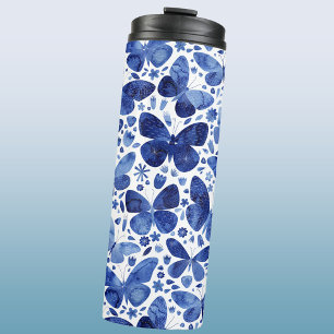 Butterflies Watercolor Blue Thermal Tumbler