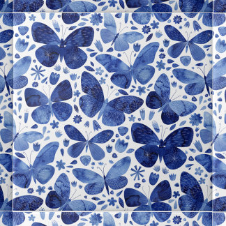 Butterflies Watercolor Blue Tile