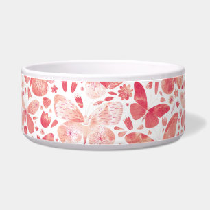 Butterflies Watercolor Coral Pink Bowl