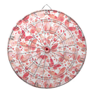 Butterflies Watercolor Coral Pink Dartboard