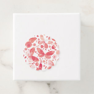 Butterflies Watercolor Coral Pink Favour Tags