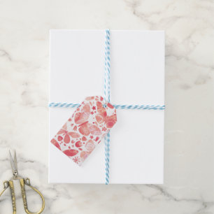 Butterflies Watercolor Coral Pink Gift Tags