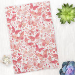 Butterflies Watercolor Coral Pink Kitchen Towel<br><div class="desc">Coral pink and white watercolor butterfly painting.</div>