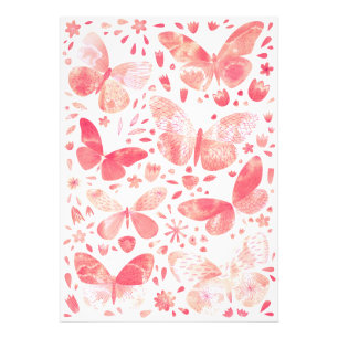 Butterflies Watercolor Coral Pink Photo Print