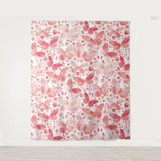 Butterflies Watercolor Coral Pink Tapestry
