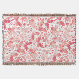 Butterflies Watercolor Coral Pink Throw Blanket
