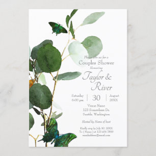 Butterflies & Watercolor Greenery Invitation