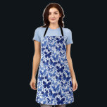 Butterflies Watercolor Indigo Blue Apron<br><div class="desc">Indigo blue and white watercolor butterfly painting.</div>