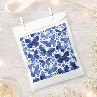 Butterflies Watercolor Indigo Blue Favour Bags