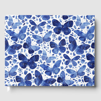 Butterflies Watercolor Indigo Guest Book