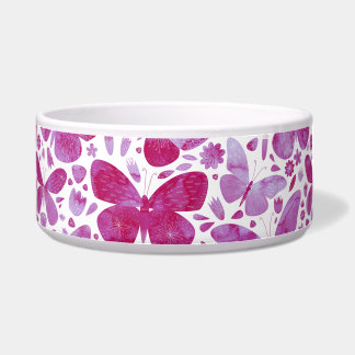 Butterflies Watercolor Magenta Pink Bowl