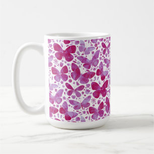 Butterflies Watercolor Magenta Pink Coffee Mug