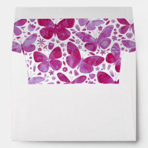 Butterflies Watercolor Magenta Pink Envelope