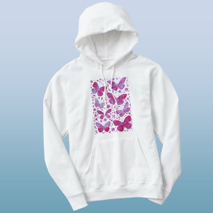Butterflies Watercolor Magenta Pink Hoodie
