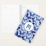 Butterflies Watercolor Monogram Blue Planner<br><div class="desc">Indigo blue and white watercolor butterfly painting with modern monogram initial which you can change to personalise. Original art by Nic Squirrell.</div>