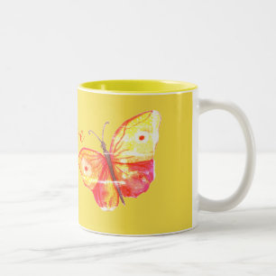 Butterflies Watercolor  Orange Two-Tone Coffee Mug