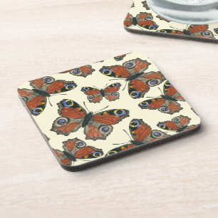 Butterflies watercolor pattern coaster
