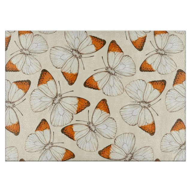 Butterflies watercolor pattern cutting board (Front)
