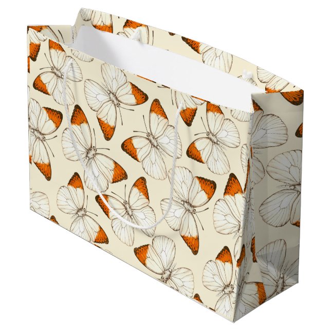 Butterflies watercolor pattern large gift bag (Back Angled)