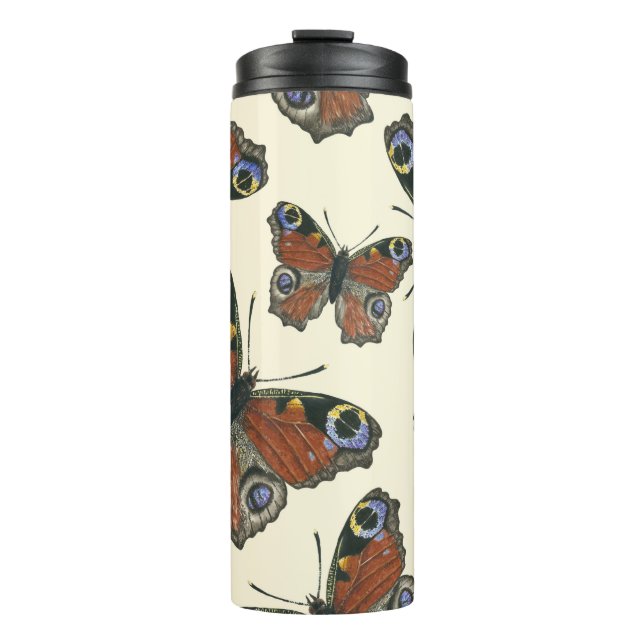 Butterflies watercolor pattern thermal tumbler (Front)