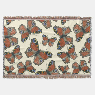 Butterflies watercolor pattern throw blanket