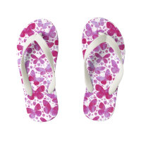 Butterflies Watercolor Pink kid's flip flops