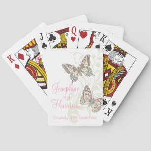 Butterflies wedding name & date playing cards