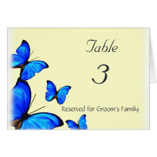 Butterflies Wedding Table Number Card