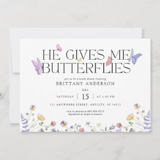 Butterflies Whimsical Bridal Shower Invitation