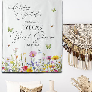 Butterflies Wildflower Bridal Shower Backdrop Tapestry