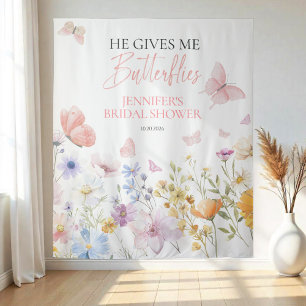 Butterflies Wildflower Bridal Shower Backdrops Tapestry