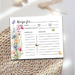 Butterflies & Wildflower Bridal Shower Recipe Card