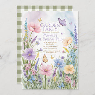 Butterflies Wildflower Garden Party Birthday Invitation