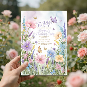 Butterflies Wildflower Garden Party Birthday Invitation