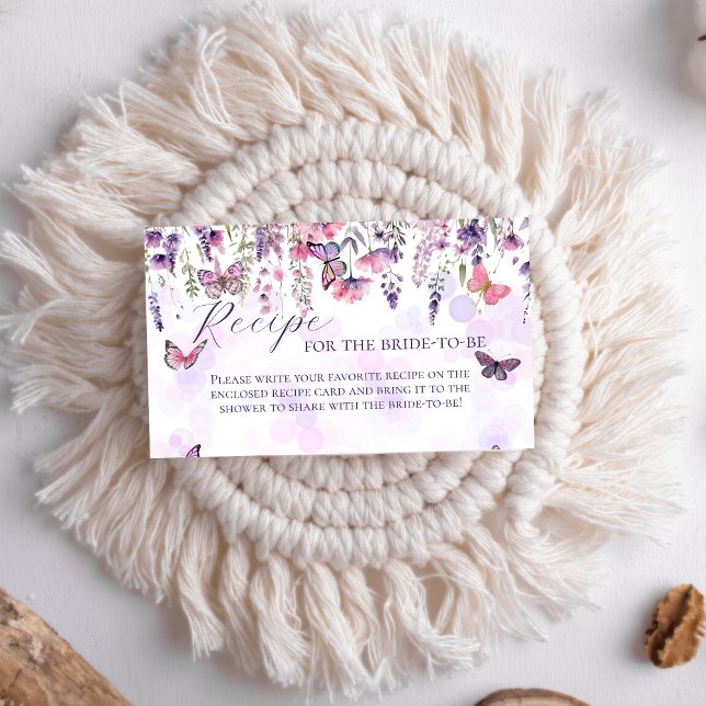 Butterflies Wildflowers Bridal Shower Recipe Enclosure Card (Creator Uploaded)