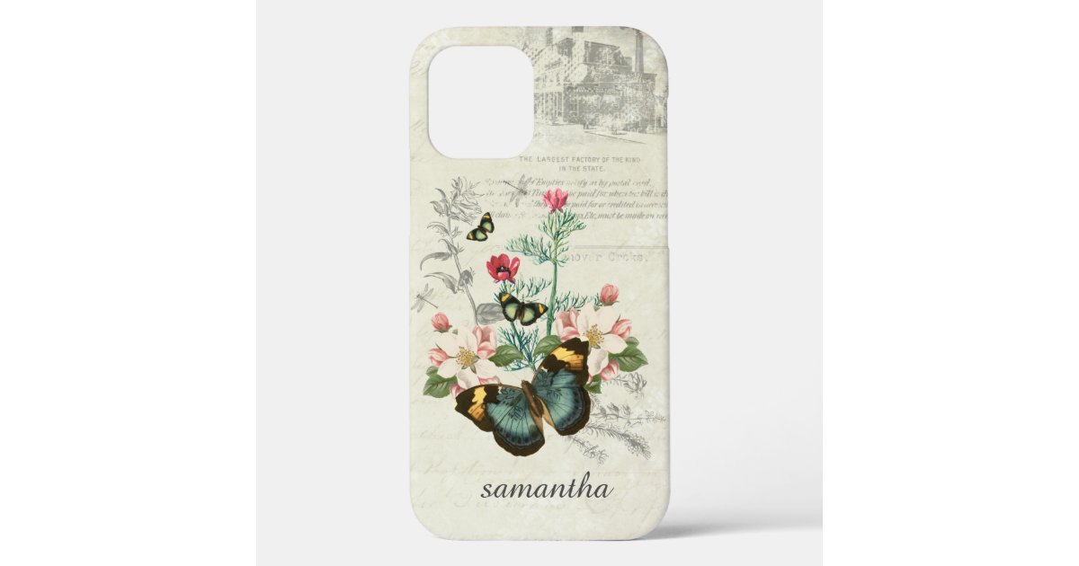 Butterflies Wildflowers Ephemera Customised iPhone 12 Case ...