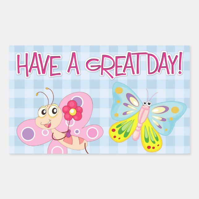 Butterflies wishes rectangular sticker (Front)