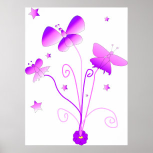 Butterflies with Flower Poster