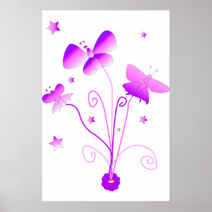 Butterflies with Flower Poster
