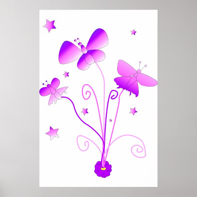 Butterflies with Flower Poster (Front)