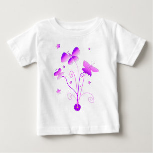 Butterflies with Flower Stars Pink Purple Baby T-Shirt