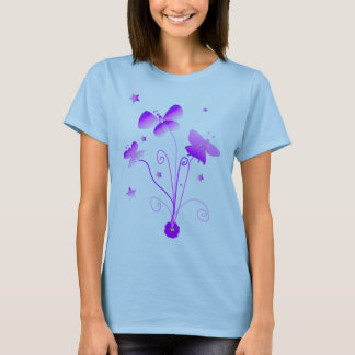 Butterflies with Flowers Baby Doll T-shirt