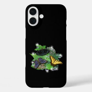 Butterflies with Leaf Raindrops and Stars iPhone 16 Plus Case
