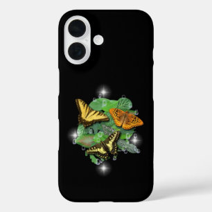 Butterflies with Leaf Raindrops and Stars iPhone 16 Case