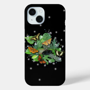 Butterflies with Leaf Raindrops and Stars iPhone 15 Case
