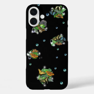 Butterflies with Leaves Raindrops Stars and Pearls iPhone 16 Plus Case