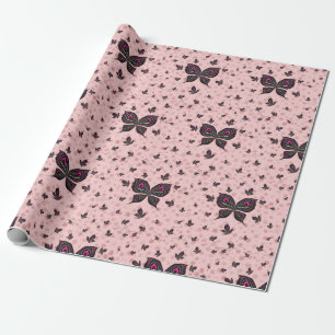 Butterflies with Maple Leaves Wrapping Paper