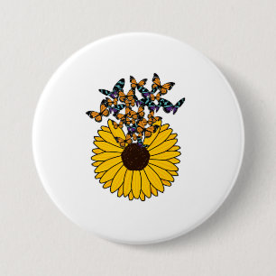 Butterflies with Sunflower 7.5 Cm Round Badge